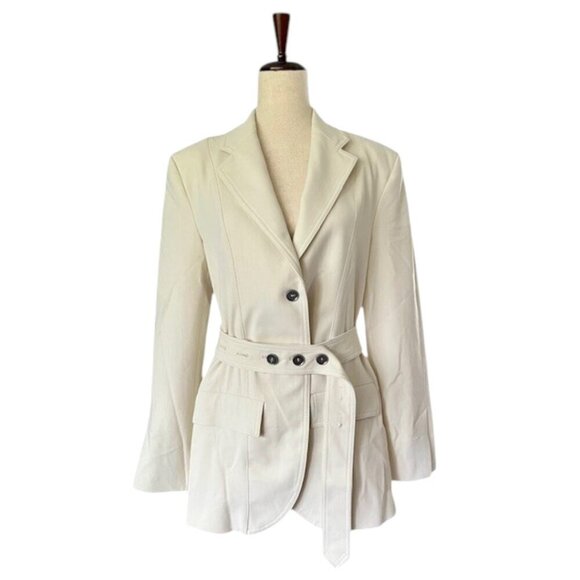 ZARA SRPLS Collection Women Blazer Jacket Belted Off White Bloggers Fav Med NWT - Picture 3 of 16